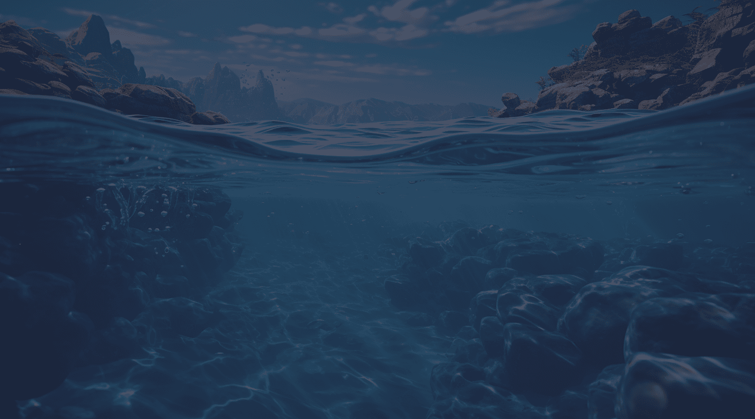 Paisagem azul com água em movimento